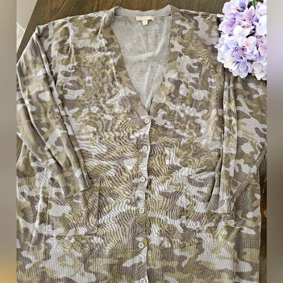 Woman Within Sweaters - Woman Within Camo Button-Up Cardigan Size 26/28